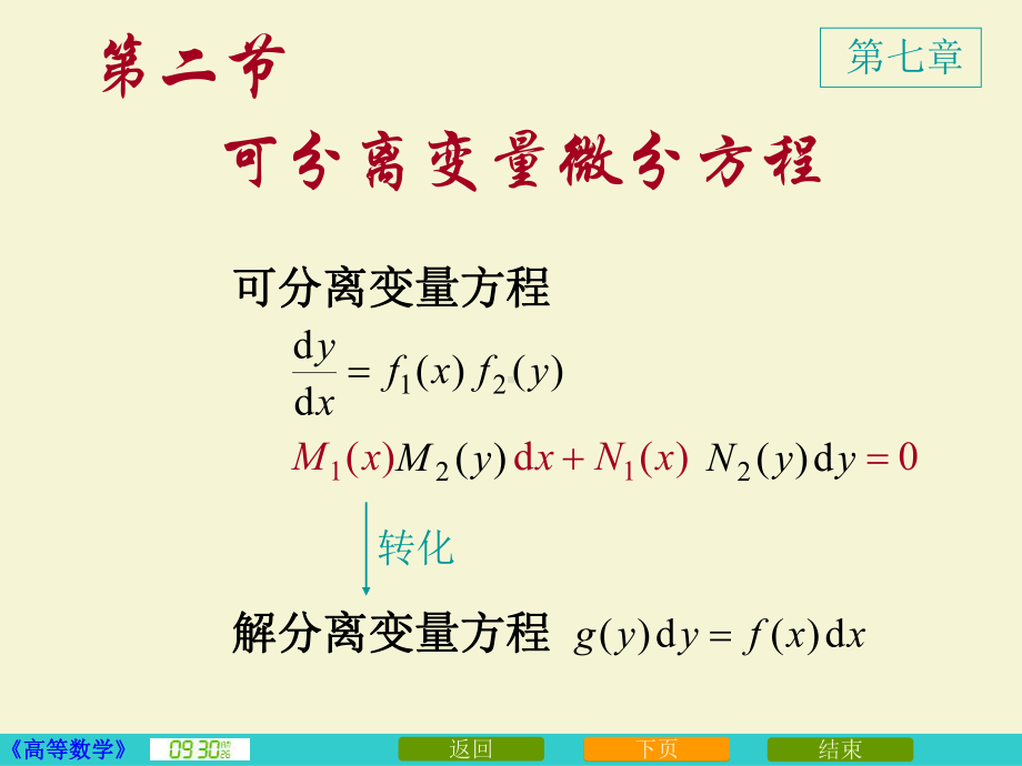 第二节可分离变量微分方程课件.ppt_第1页