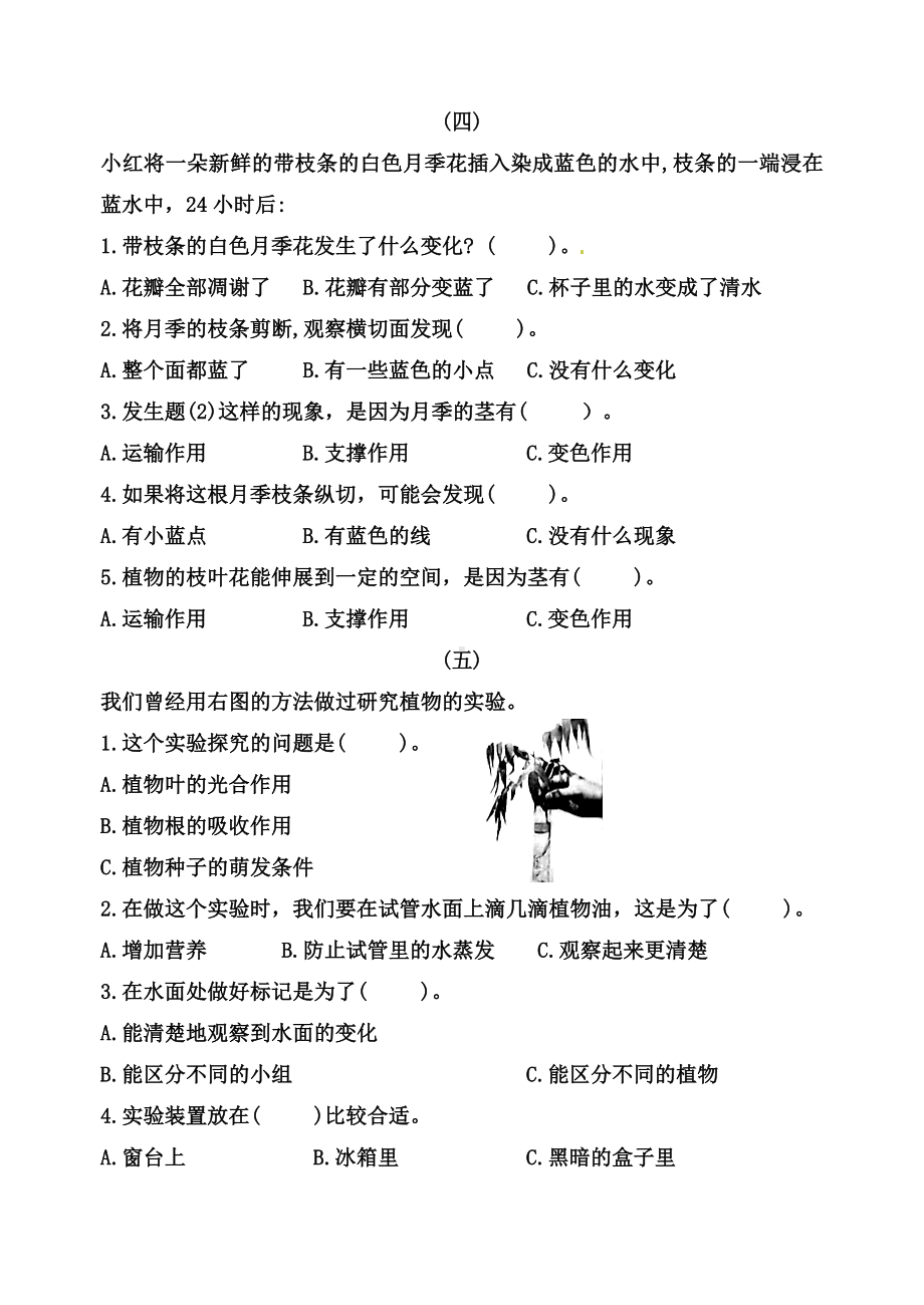 2022年新教科版四年级下册科学期末复习科学探究专项复习卷 （含答案）.doc_第3页