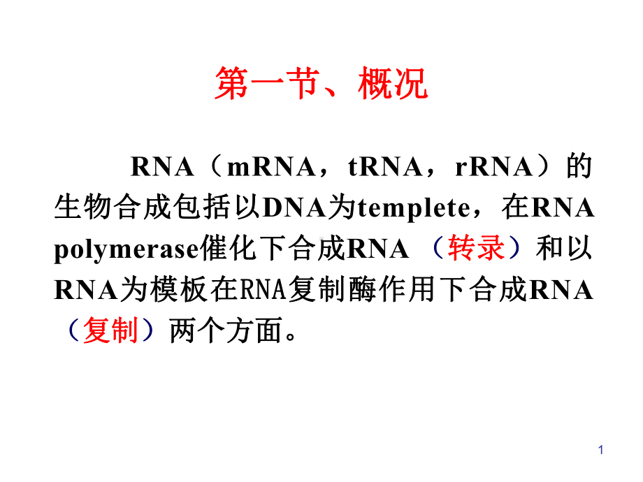 十四章-RNA的生物合成-转录（PPT）课件.ppt_第1页