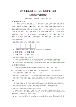 江苏省靖江市实验 2021--2022学年七年级下学期 语文阶段练习.docx