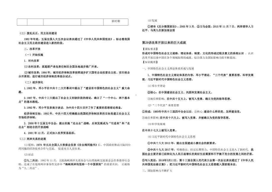 第十单元 改革开放与社会主义现代化建设新时期 知识清单-2022届高三统编版（2019）历史必修中外历史纲要上三轮冲刺复习.docx_第2页