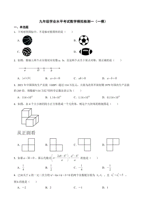 山东省寿光市2022年九年级学业水平考试数学模拟检测一（一模）及答案.docx