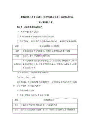 2021-2022学年统编版（2019）高中历史选择性必修二经济与社会生活知识重点归纳.docx