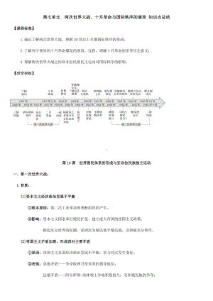 第七单元两次世界大战、十月革命与国际秩序的演变 知识点总结-2021-2022学年统编版（2019）高中历史必修中外历史纲要下册.docx