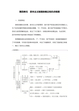 第四单元 资本主义制度的确立 知识点梳理-2021-2022学年高中历史统编版（2019）必修中外历史纲要下册.docx