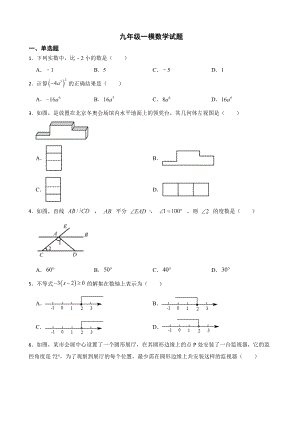 山东省临沂市2022年九年级一模数学试题（附答案）.pdf