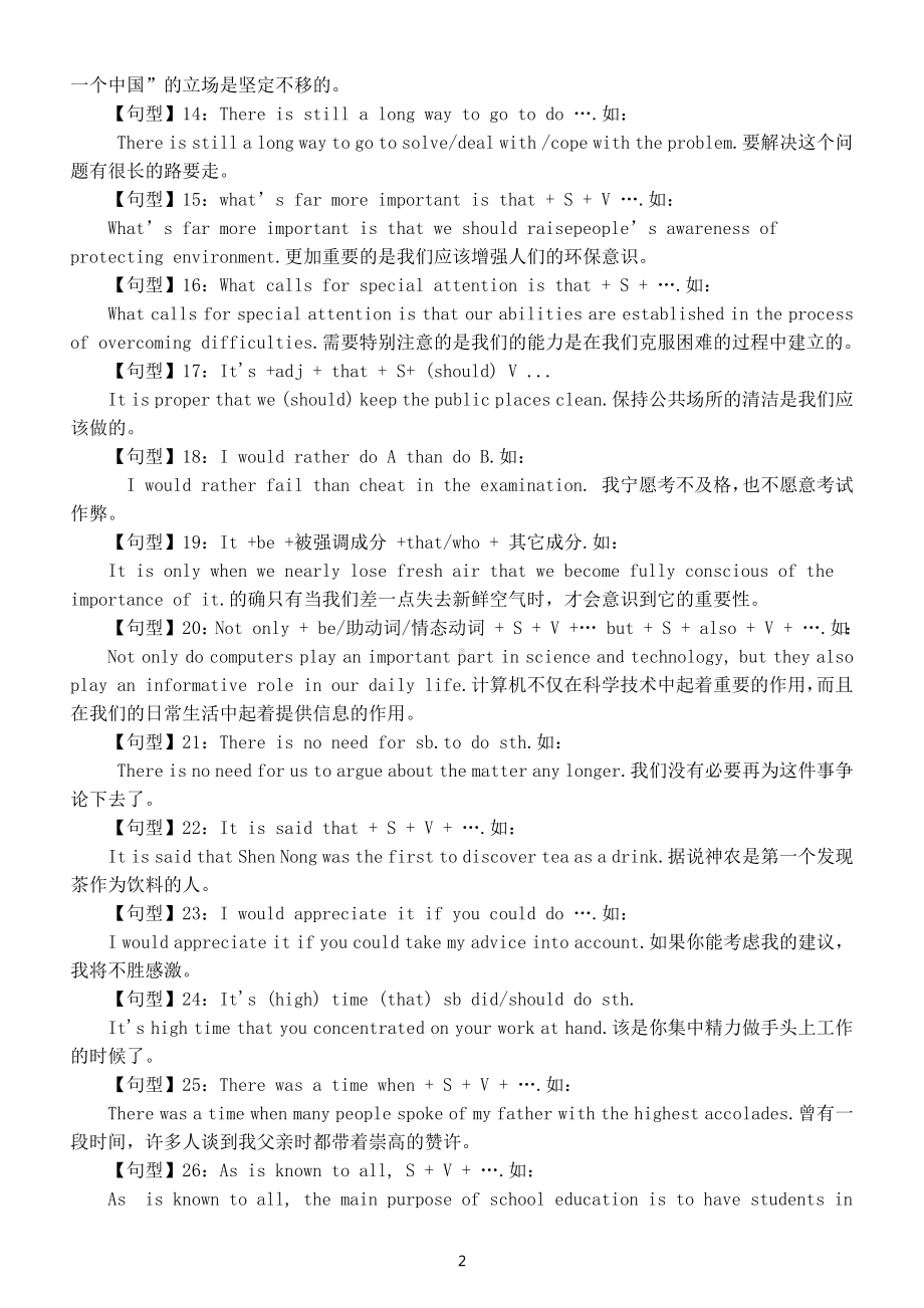 高中英语高考复习经典句型整理（共40句）.docx_第2页