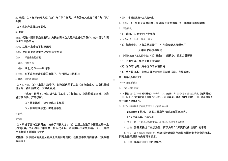 第五单元 晚清时期的内忧外患与救亡图存 知识清单-2022届高三统编版（2019）历史必修中外历史纲要上三轮冲刺复习.docx_第2页