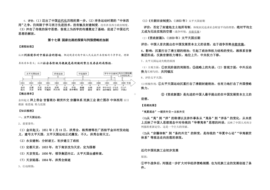 第五单元 晚清时期的内忧外患与救亡图存 知识清单-2022届高三统编版（2019）历史必修中外历史纲要上三轮冲刺复习.docx_第3页