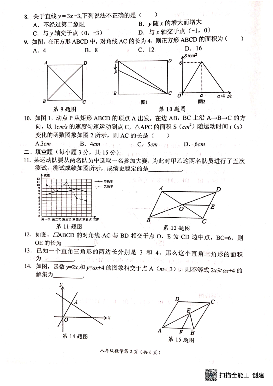 河南省新乡市长垣市2021-2022学年八年级下学期期末测试数学卷.pdf_第2页