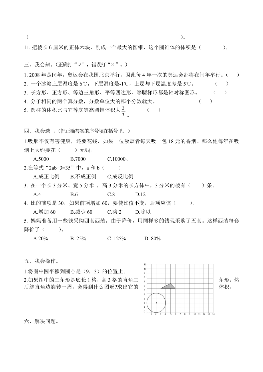 六年级数学复习试卷.docx_第2页