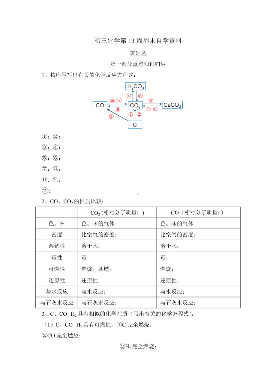 广东东莞虎门外语 2021~2022学年上学期九年级化学第13周周末自学资料.docx_第1页