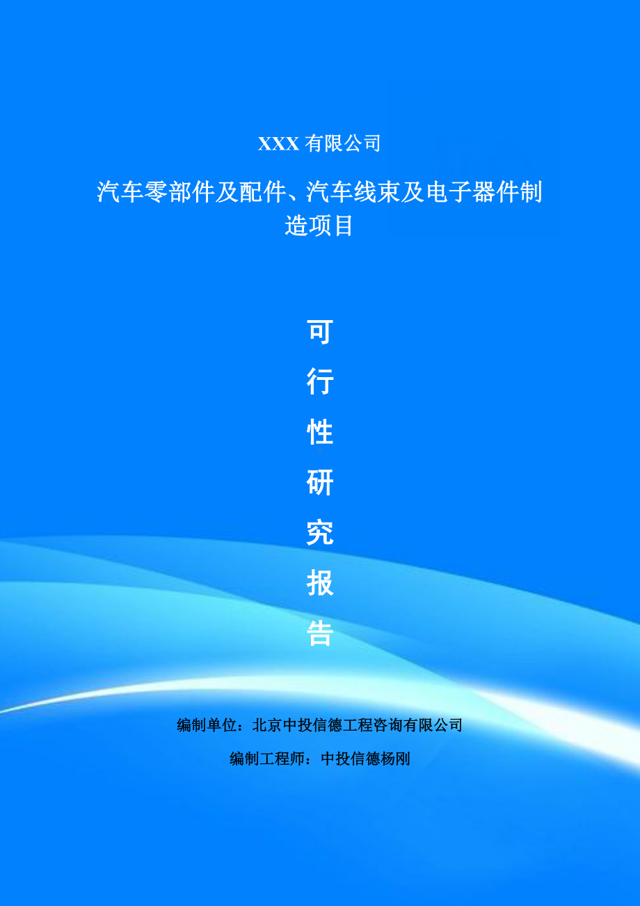 汽车零部件及配件、汽车线束及电子器件项目可行性研究报告申请报告案例.doc_第1页