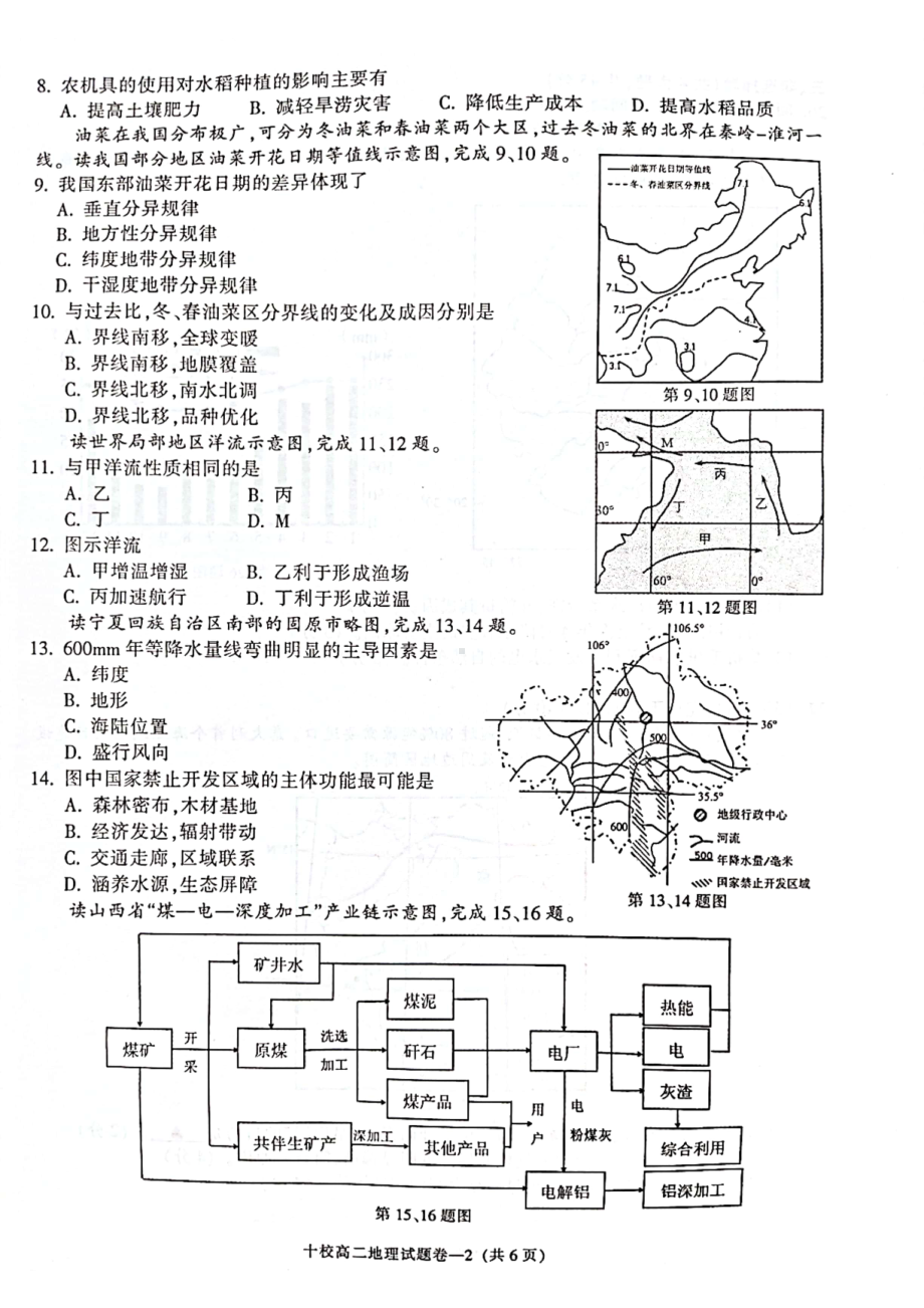 浙江省金华十校2021-2022学年高二下学期期末调研地理试卷.pdf_第2页