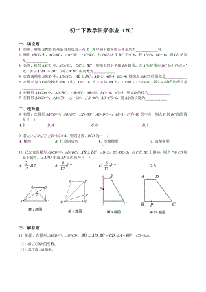 上海市民办华育 2020-2021学年八年级数学沪教版（上海 ）下册周末作业20.docx