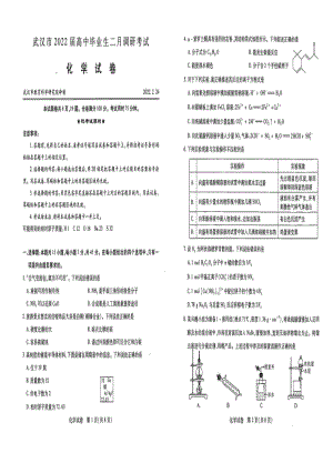 湖北省武汉市2021-2022学年高三下学期2月调研考试 化学.pdf