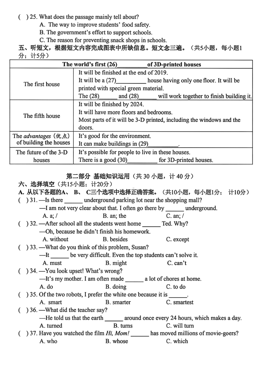 四川省成都市树德 2021-2022学年九年级下学期入学测试英语试题.pdf_第2页