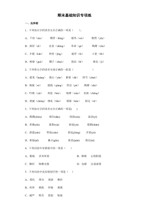 2021-2022部编版五年级下册语文期末基础知识专项练（试题）-(含答案).docx