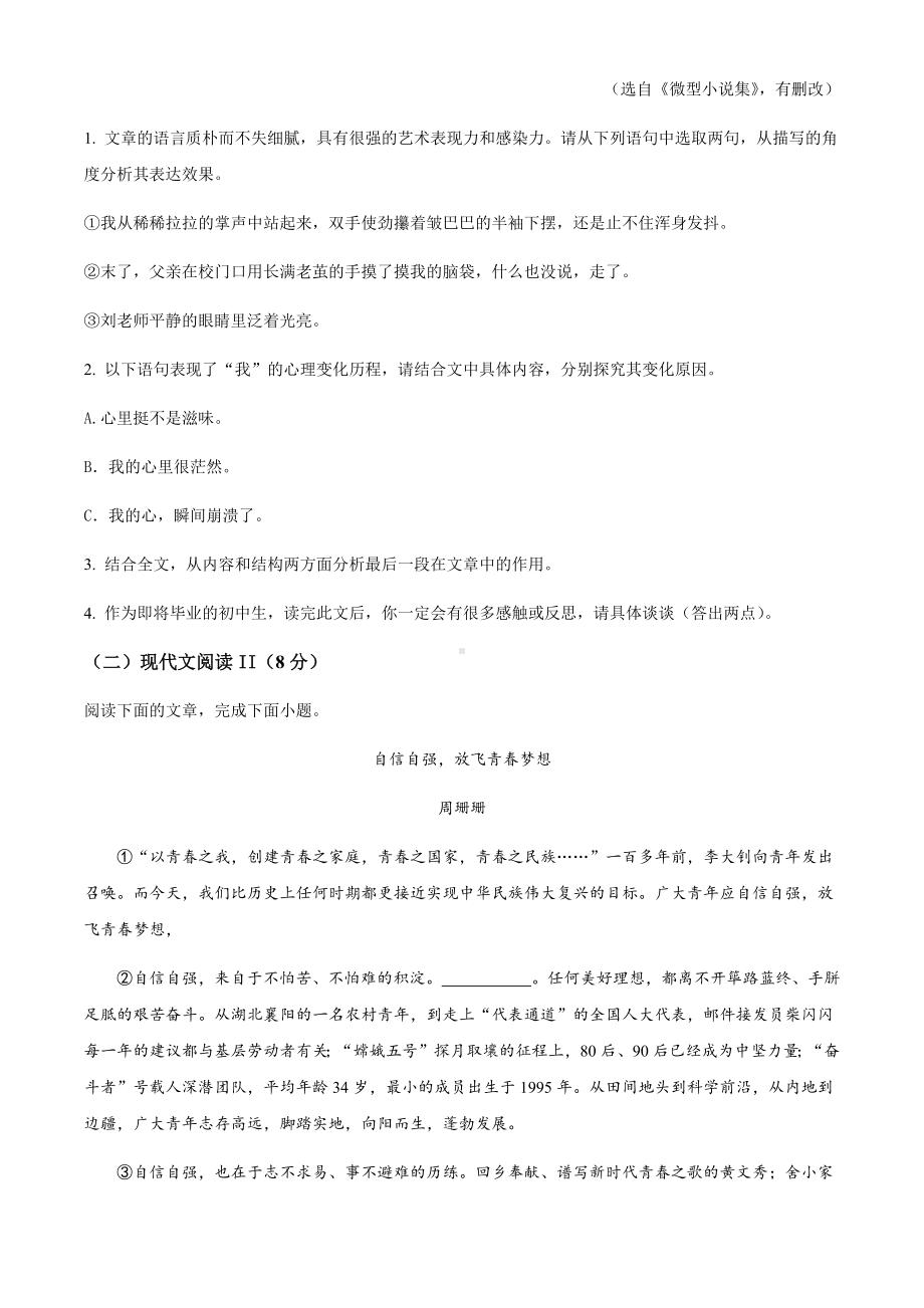 2022年湖北省咸宁市中考语文真题试卷（含答案）.docx_第3页