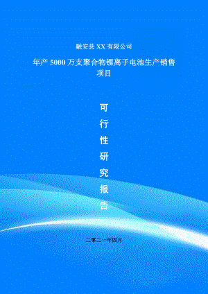 年产5000万支聚合物锂离子电池生产销售申请报告可行性研究报告案例.doc