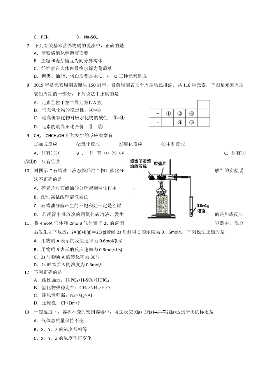 2021届高三复学考试化学试卷.docx_第2页