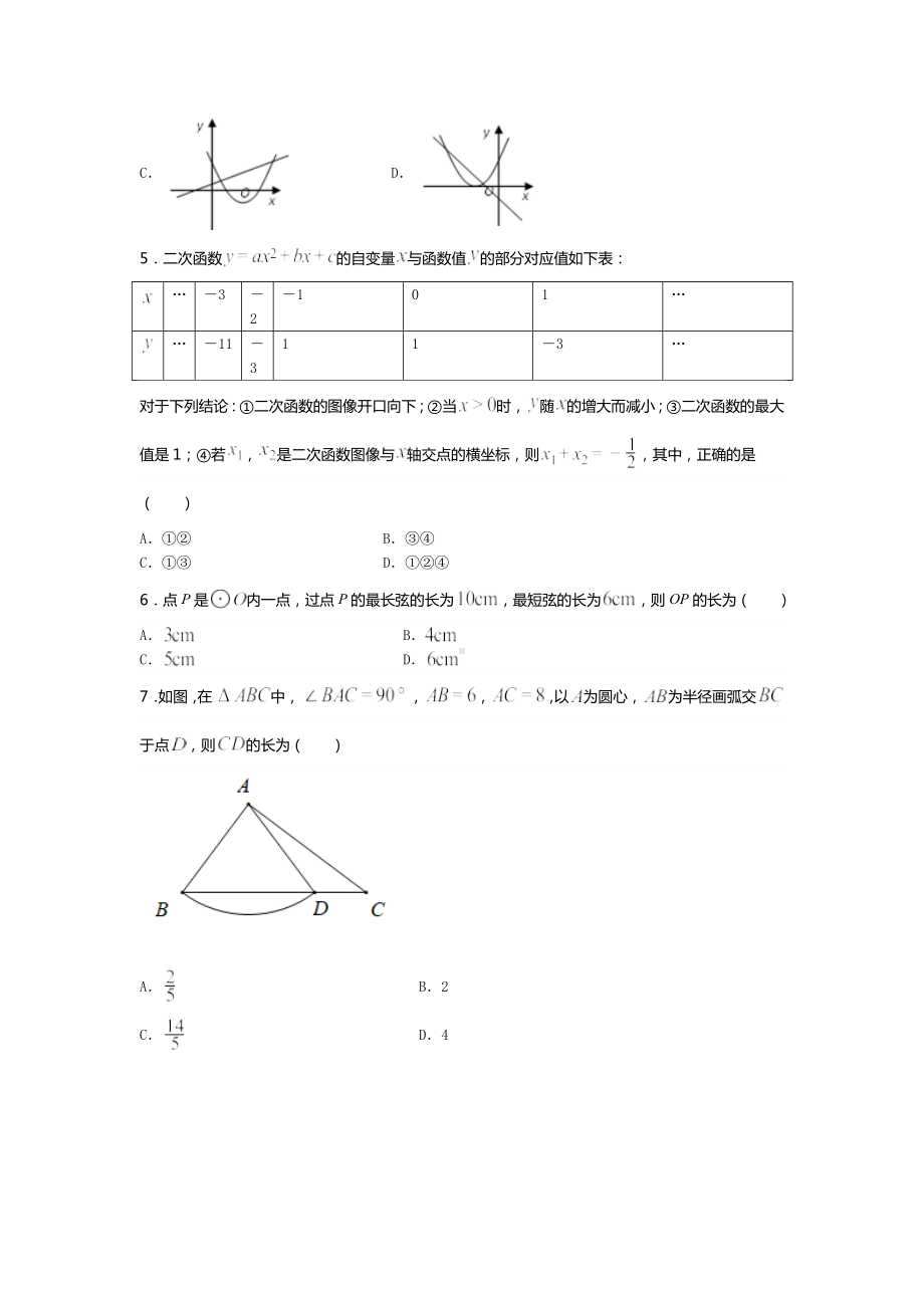 山东省滕州市实验 2021-2022学年下学期九年级数学周清试题（第一周）.docx_第2页