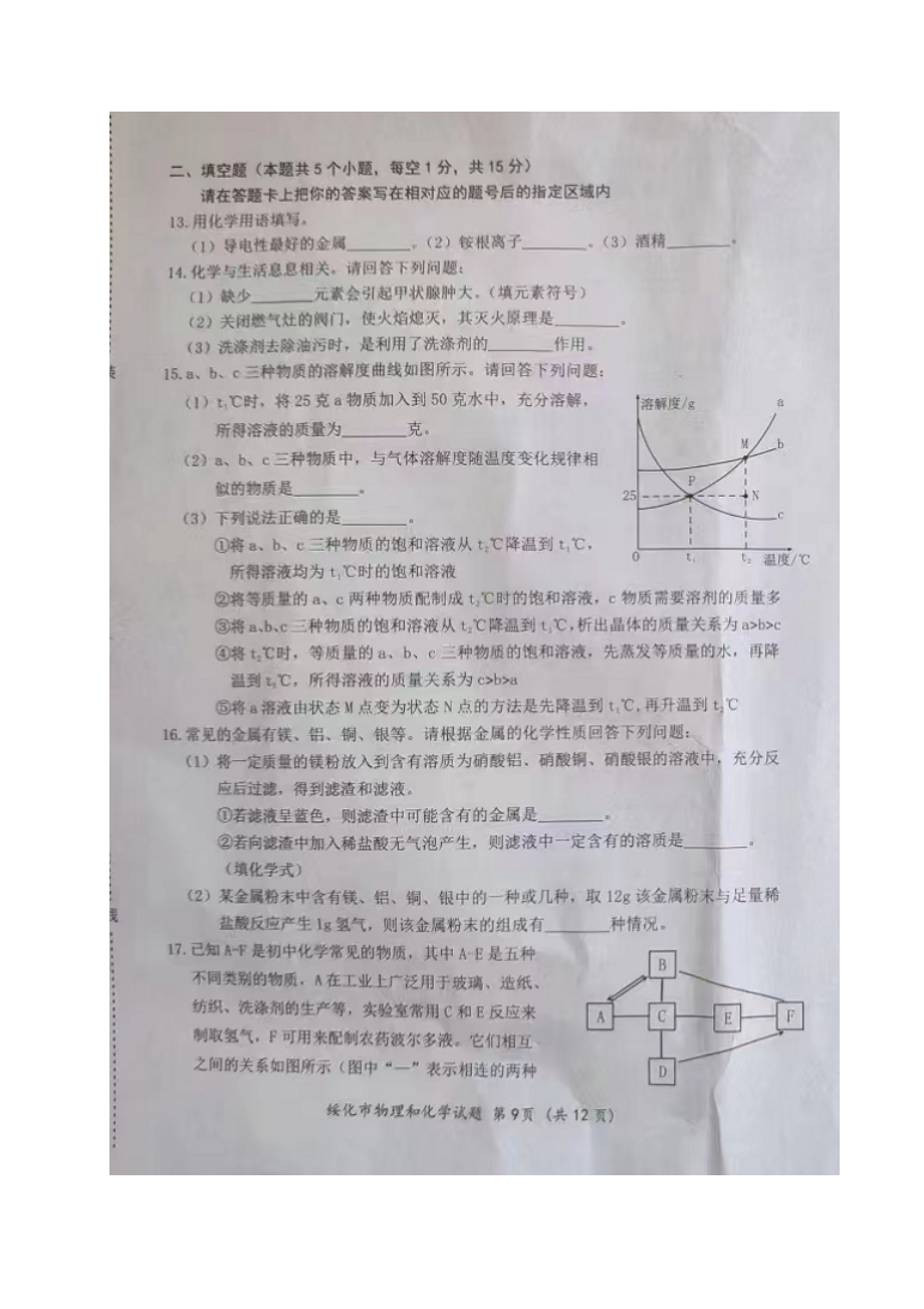 2022年黑龙江省绥化市中考化学真题(1).doc_第3页