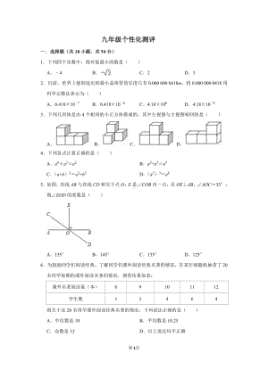 河南省郑州市树人外国语 2021-2022学年九年级上学期个性化测评（期末）数学 试卷.pdf