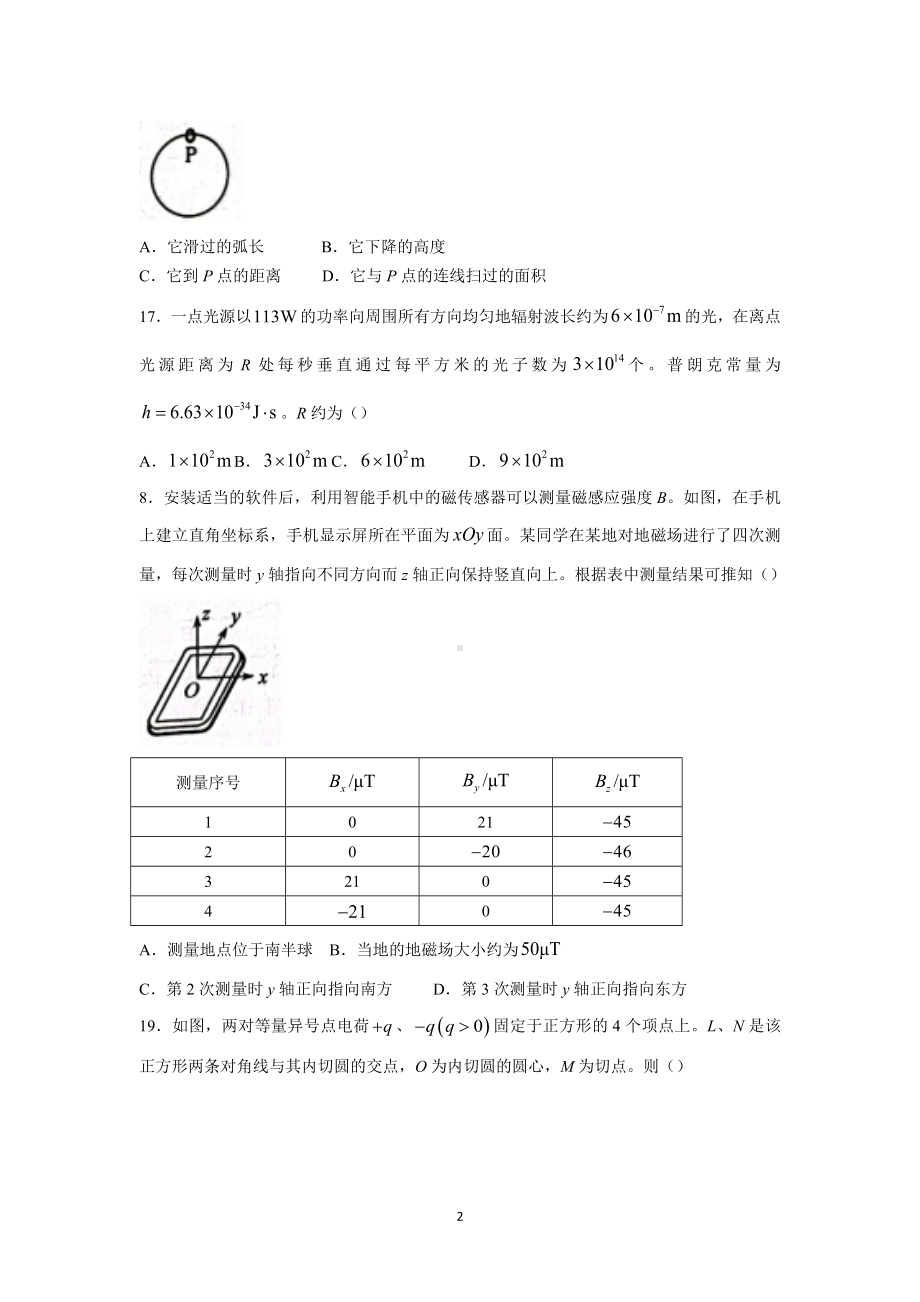 2022年高考真题-理综物理（全国乙卷）+Word版.doc_第2页