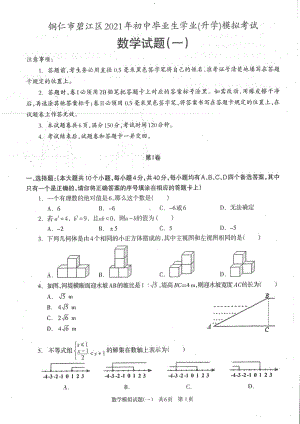 2021年贵州省铜仁市中考数学模拟测试题.pdf