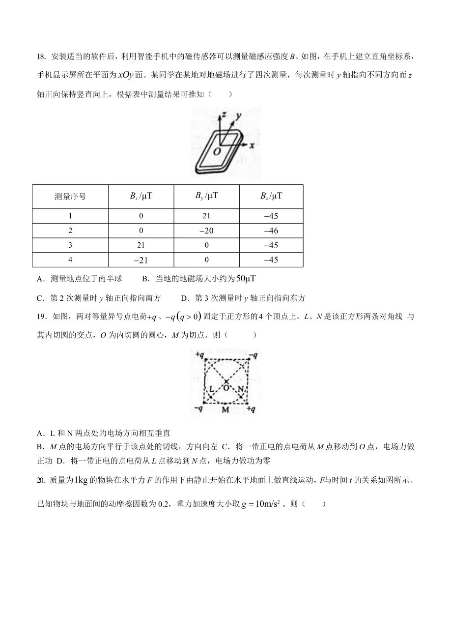 2022年全国乙卷理综物理高考真题（原卷及答案）.pptx_第2页