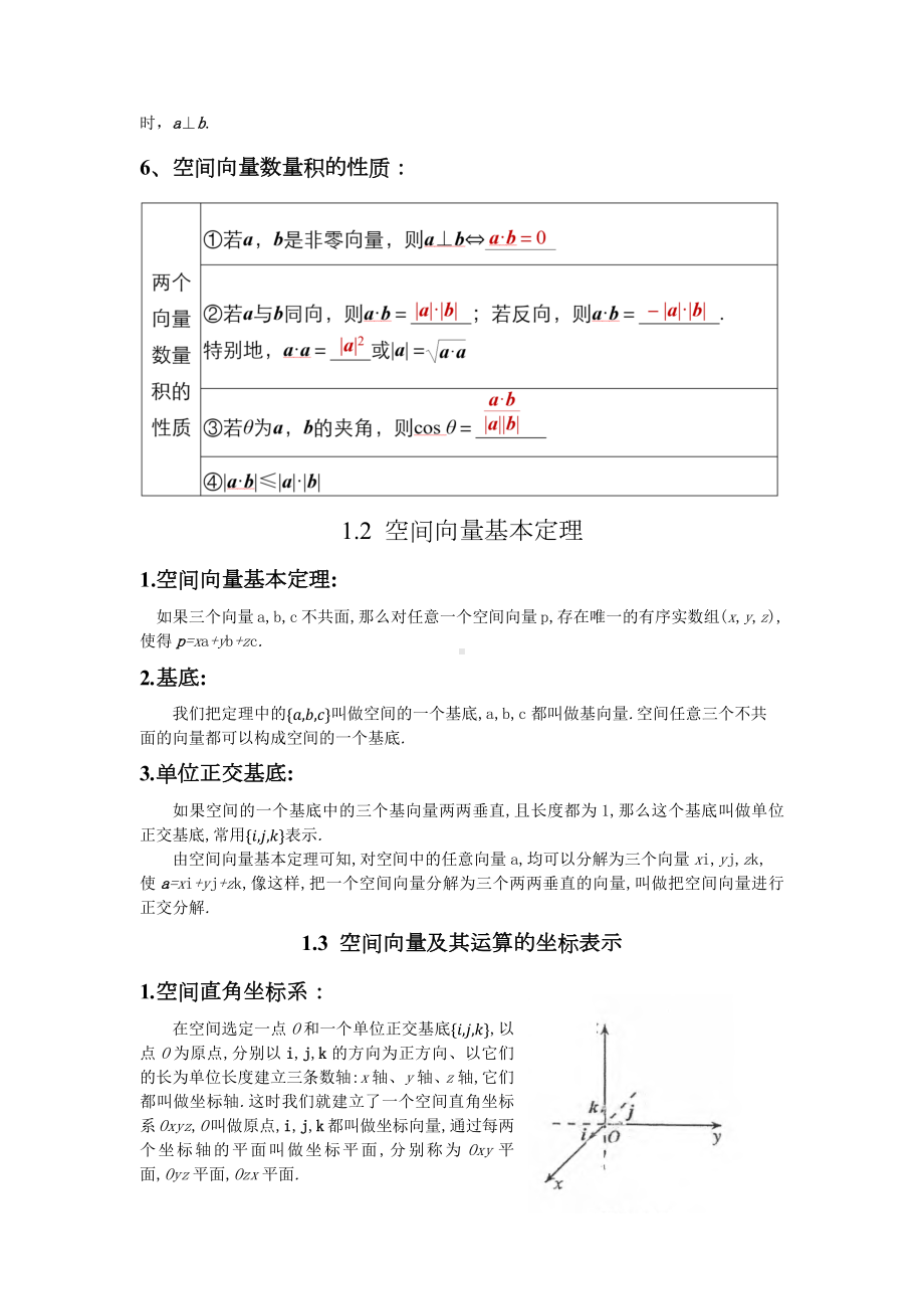 第一章空间向量与立体几何知识点 -新人教A版（2019）高中数学选择性必修第一册高二上学期.docx_第3页