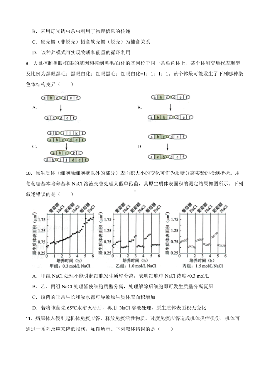 （高考真题）2022年新高考生物真题试卷（湖南卷）附真题答案.pdf_第3页