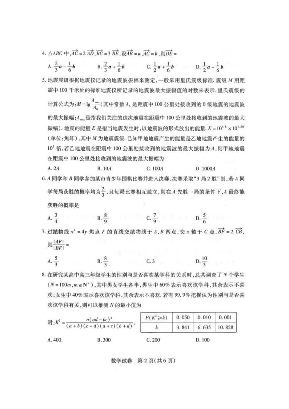 2021年高考数学武汉市5月供题数学试题.pdf_第2页