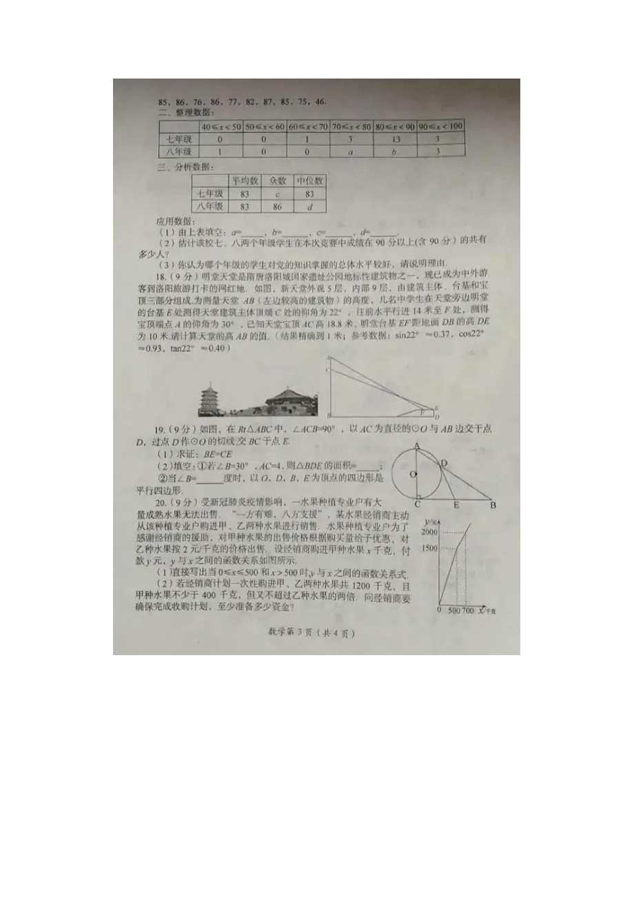 洛阳市2021年中招模拟考试数学试题(三).pdf_第3页