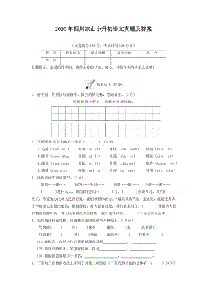 2020-2021学年四川省凉山彝族自治州小升初语文六年级下册真题及答案.doc