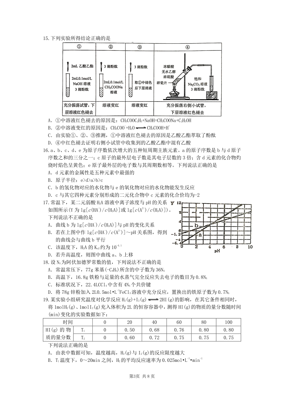 浙江省(宁波市)镇海 2020届化学选考模拟练习.pdf_第3页