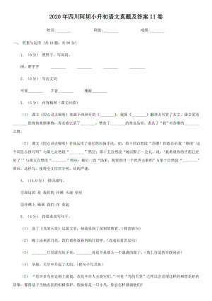 2020-2021学年四川省阿坝藏族羌族自治州小升初语文六年级下册真题及答案II卷.doc