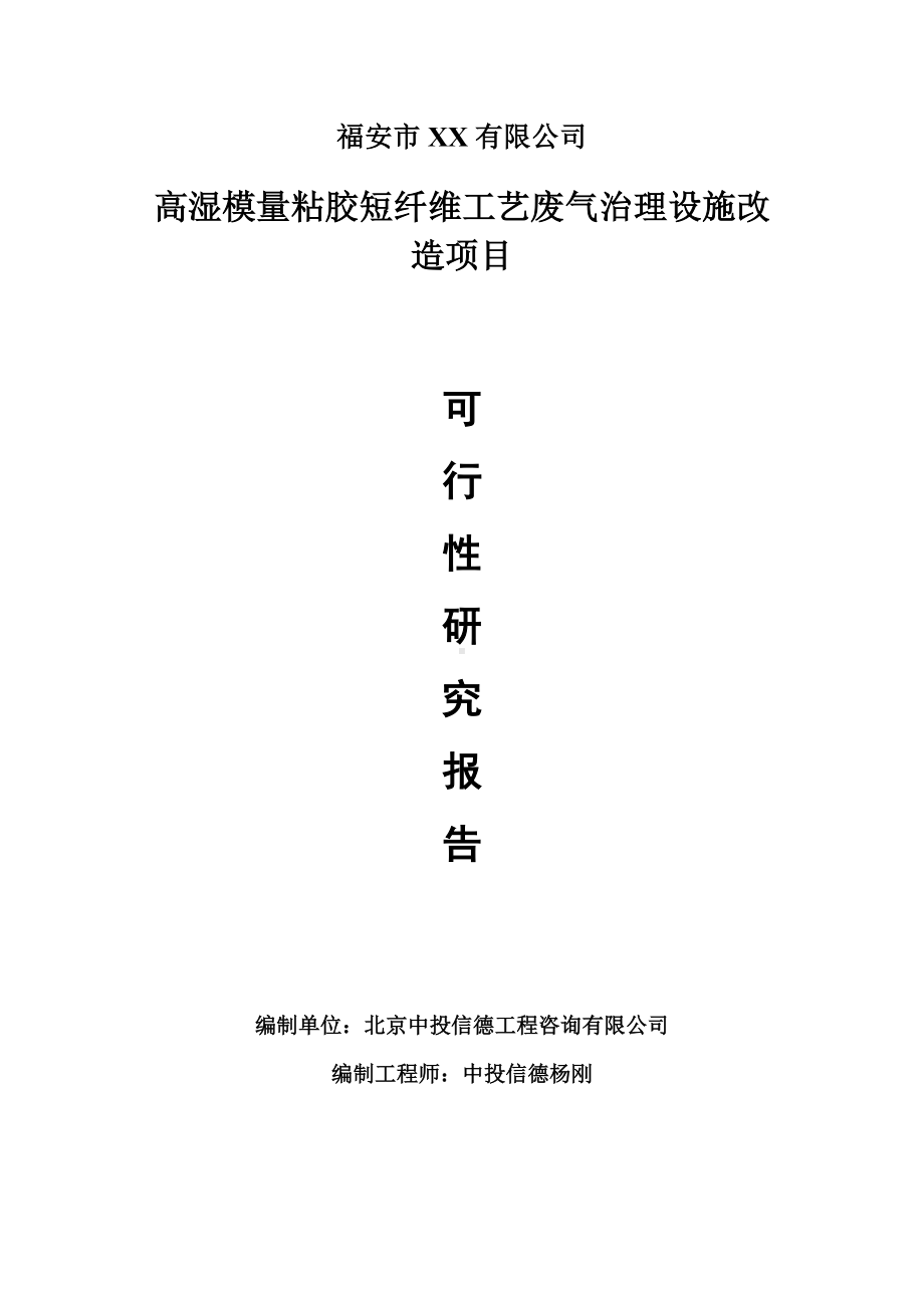 高湿模量粘胶短纤维工艺废气治理设施改造项目申请报告可行性研究报告.doc_第1页