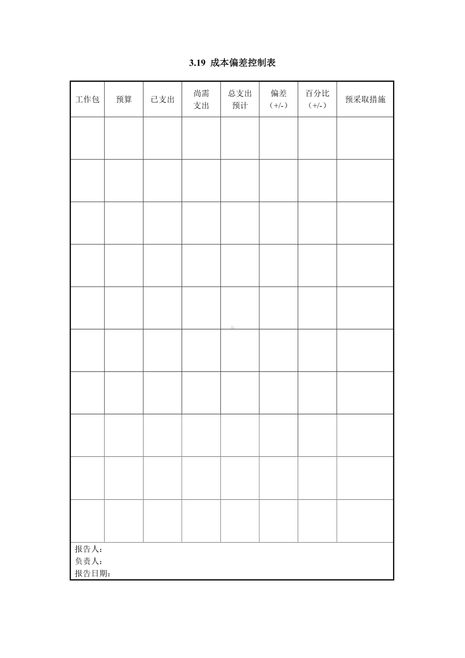 成本偏差控制表（实用版）.doc_第1页