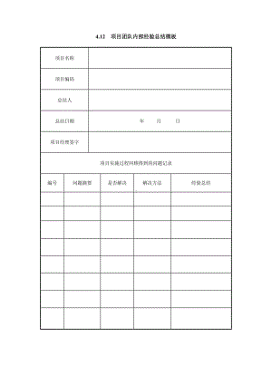 项目团队内部经验总结模板（实用版）.doc