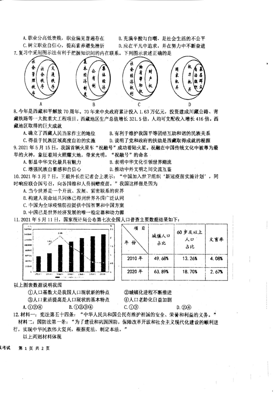 江苏盐城市中盐中2022届初三政治一模试卷.pdf_第2页