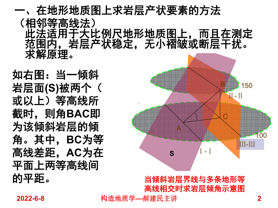 实习3在地形地质图上求倾斜岩层产状厚及埋深课件.pptx_第2页