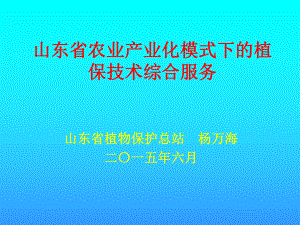 山东省农业产业化模式下的植保技术综合服务课件.ppt