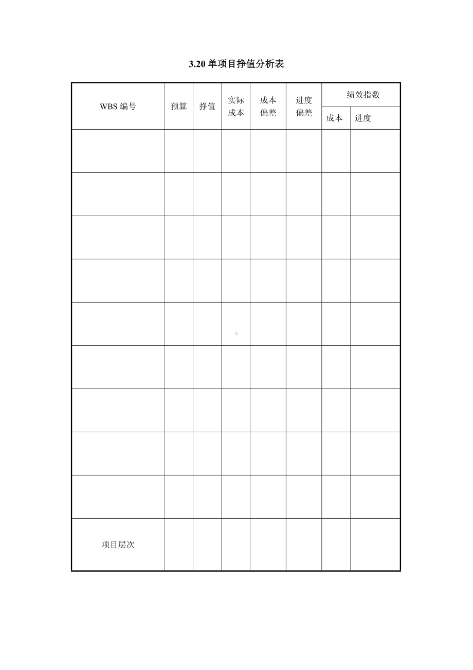 单项目挣值分析表（实用版）.doc_第1页