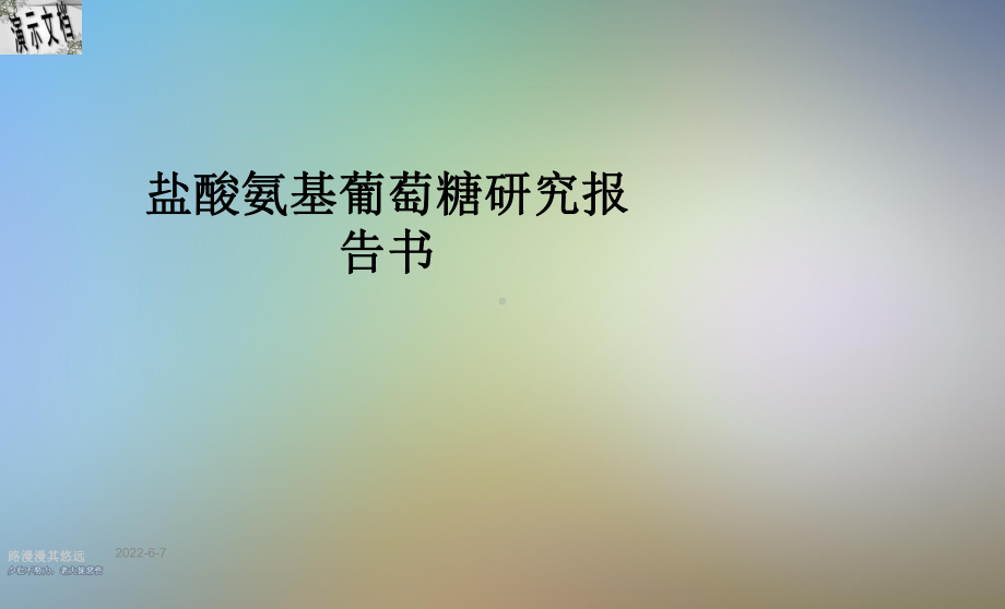 盐酸氨基葡萄糖研究报告书课件.ppt_第1页