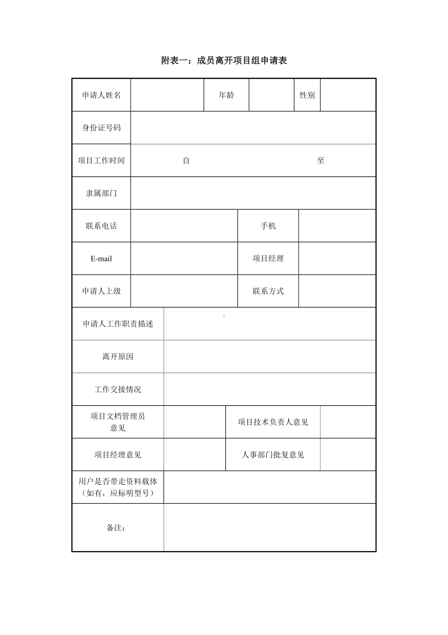 成员离开项目组申请表.doc_第1页