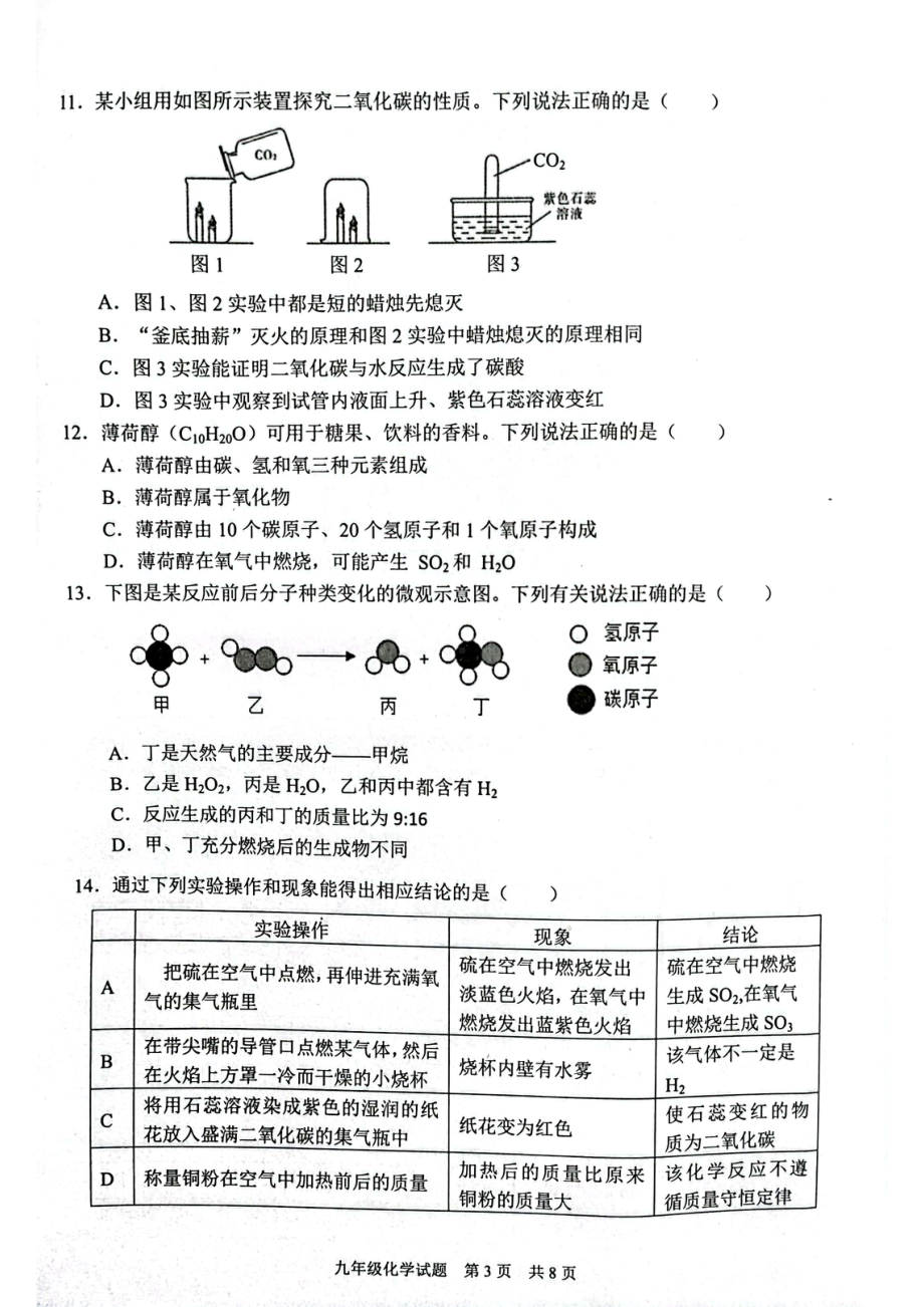 广东省广州市番禺区2021-2022学年上学期九年级化学期末测试题.pdf_第3页