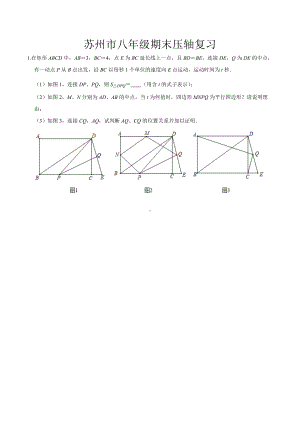 江苏省苏州市2021-2022学年八年级下学期数学期末压轴题复习 练习.docx