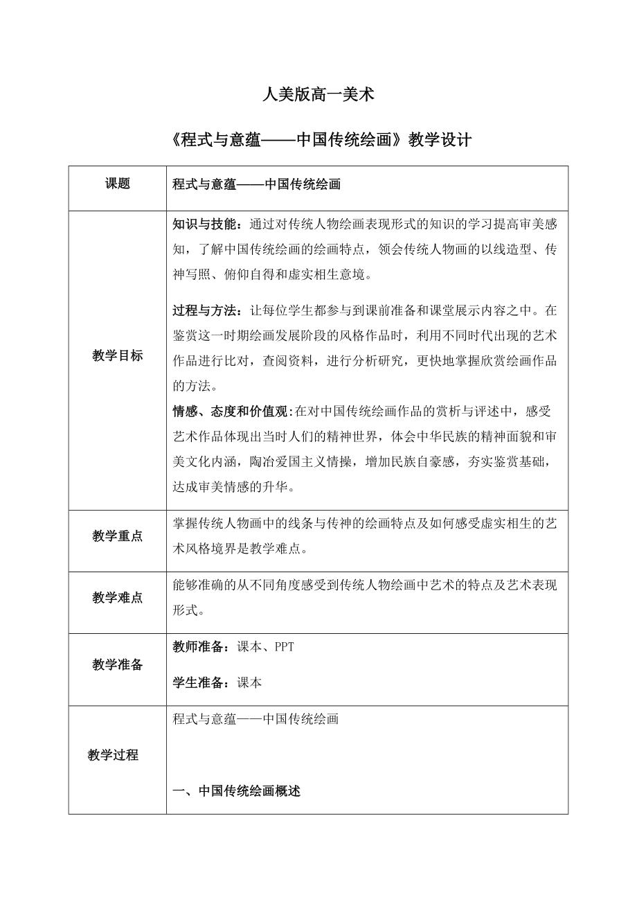 2.1 程式与意蕴-中国传统绘画 ppt课件（含教学设计）-（2019新）人美版《高中美术》美术鉴赏.rar